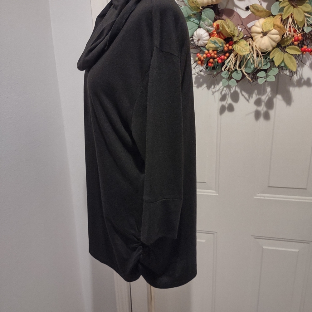 Faded Glory Black 3/4 Sleeve Top Cowl Neck 1X - Picture 10 of 12